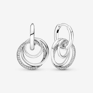 Pandora Family Always Encircled Hoop Earrings Sterling Silver | NMBYE-8621