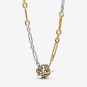 Pandora Keith Haring x Two-tone Twisted Figure T Bar Pendant Necklaces Two-tone | FKOMI-8324