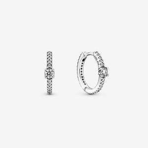 Pandora Sparkling Hoop Earrings Sterling Silver | LYICK-0629