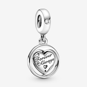 Pandora Spinning Forever & Always Soulmate Dangle Dangle Charms Sterling Silver | OLIZB-9752